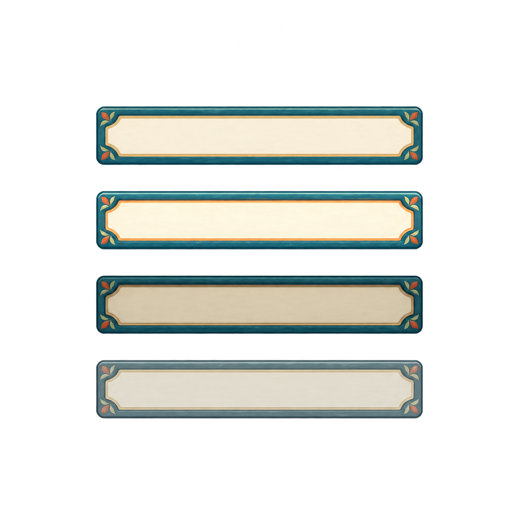 Four meadow-themed button states painted into the template