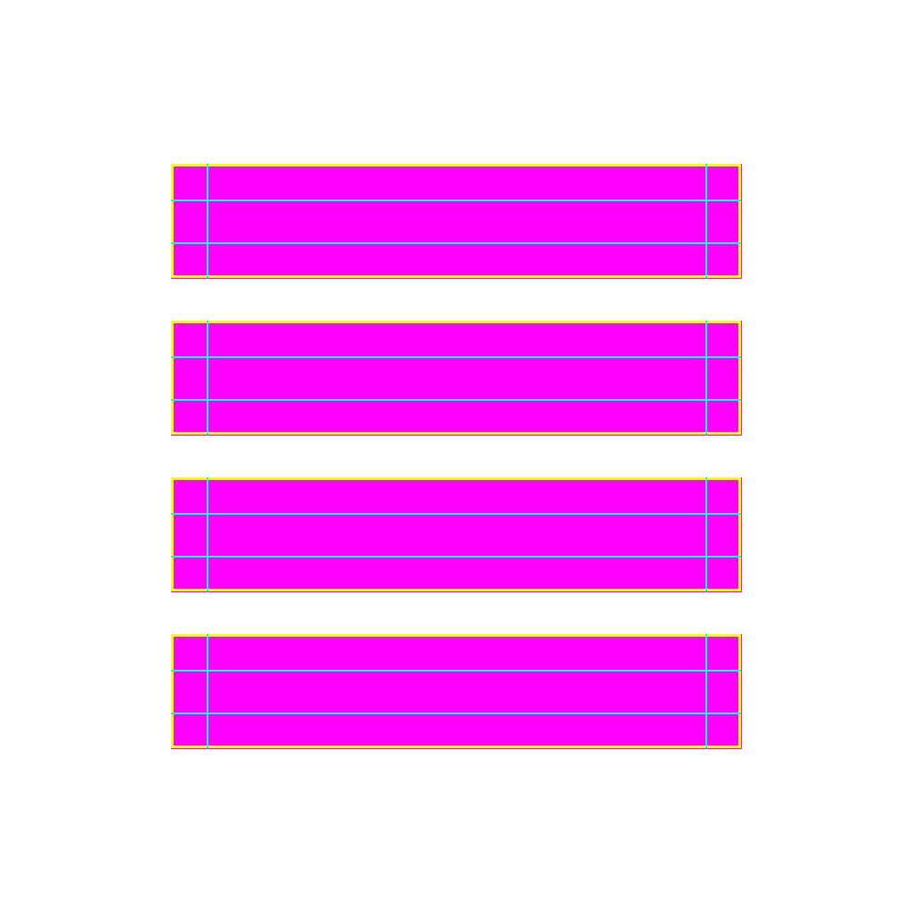 The geometry template for four aligned button states