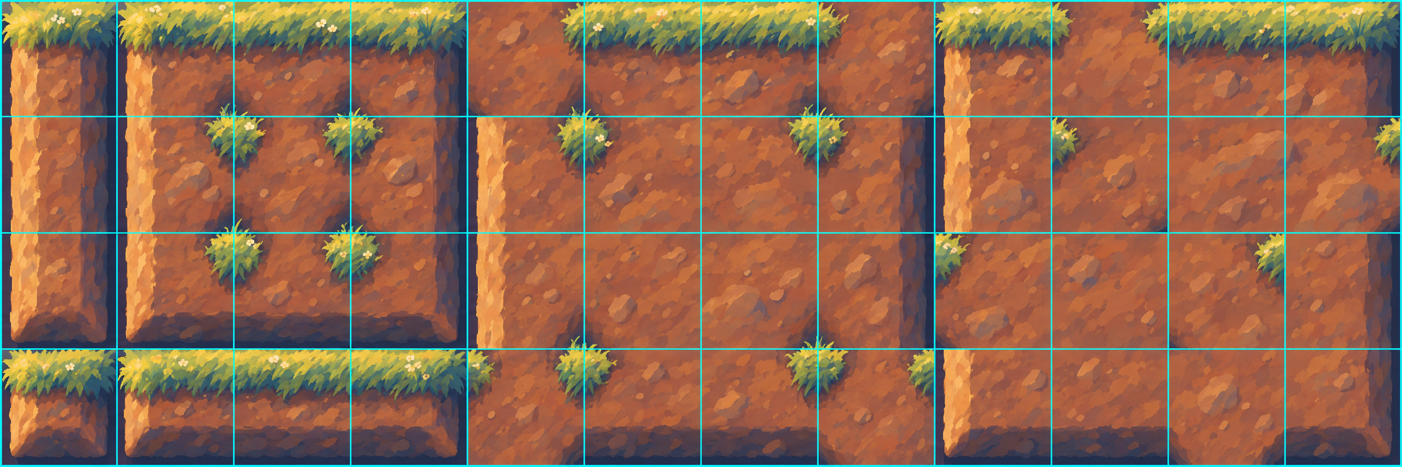 Meadow terrain painted into the same 47-mask layout